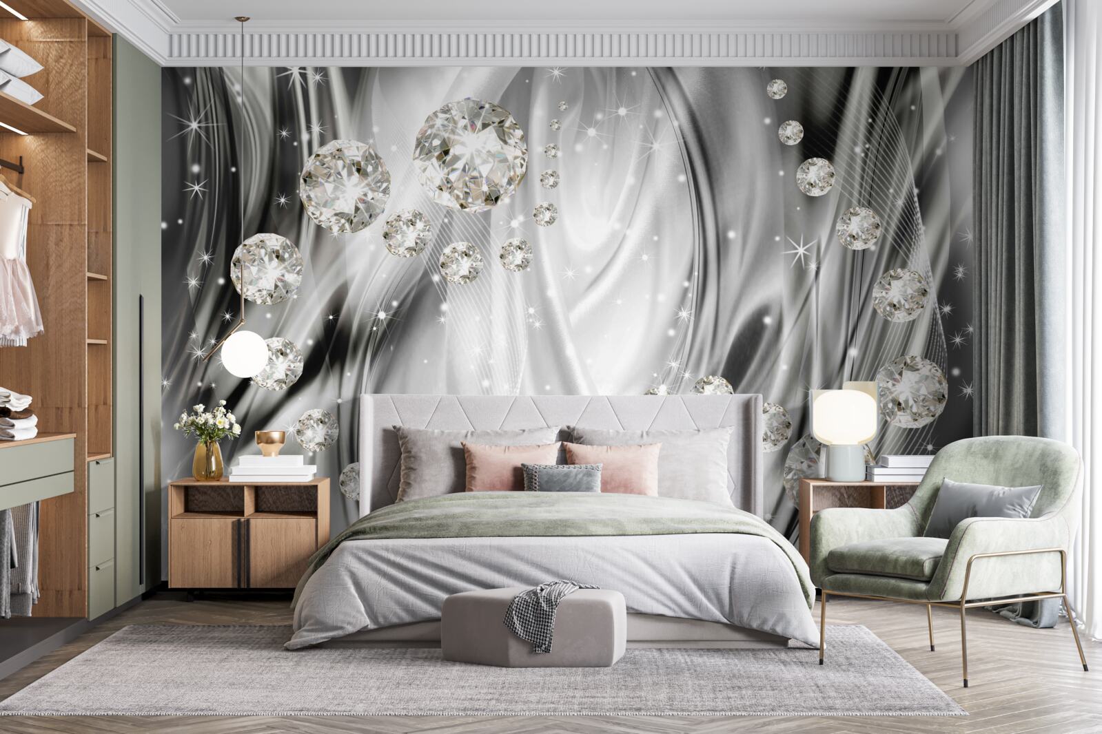 Fotobehang zilveren glans