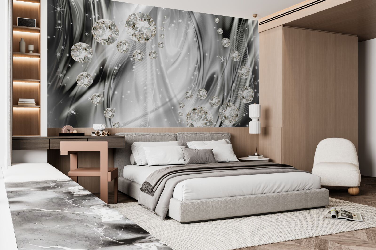 Fotobehang zilveren glans