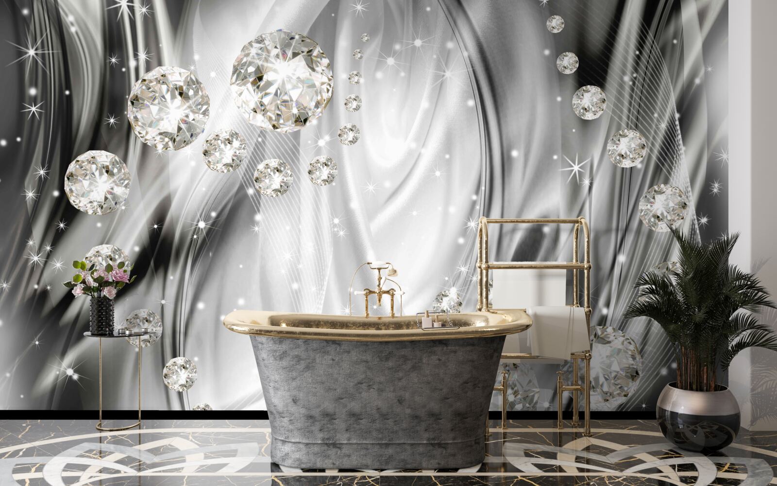 Fotobehang zilveren glans