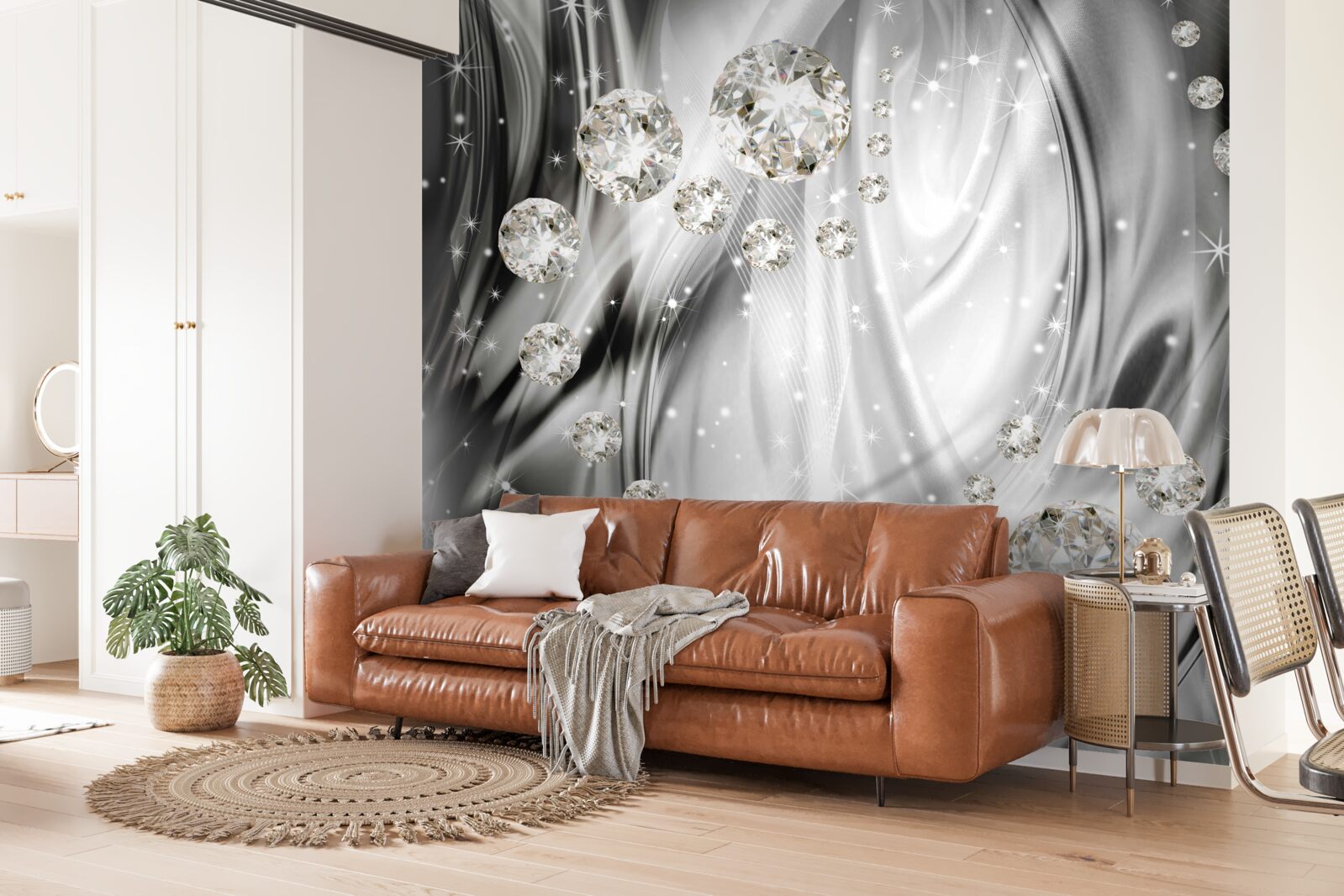 Fotobehang zilveren glans