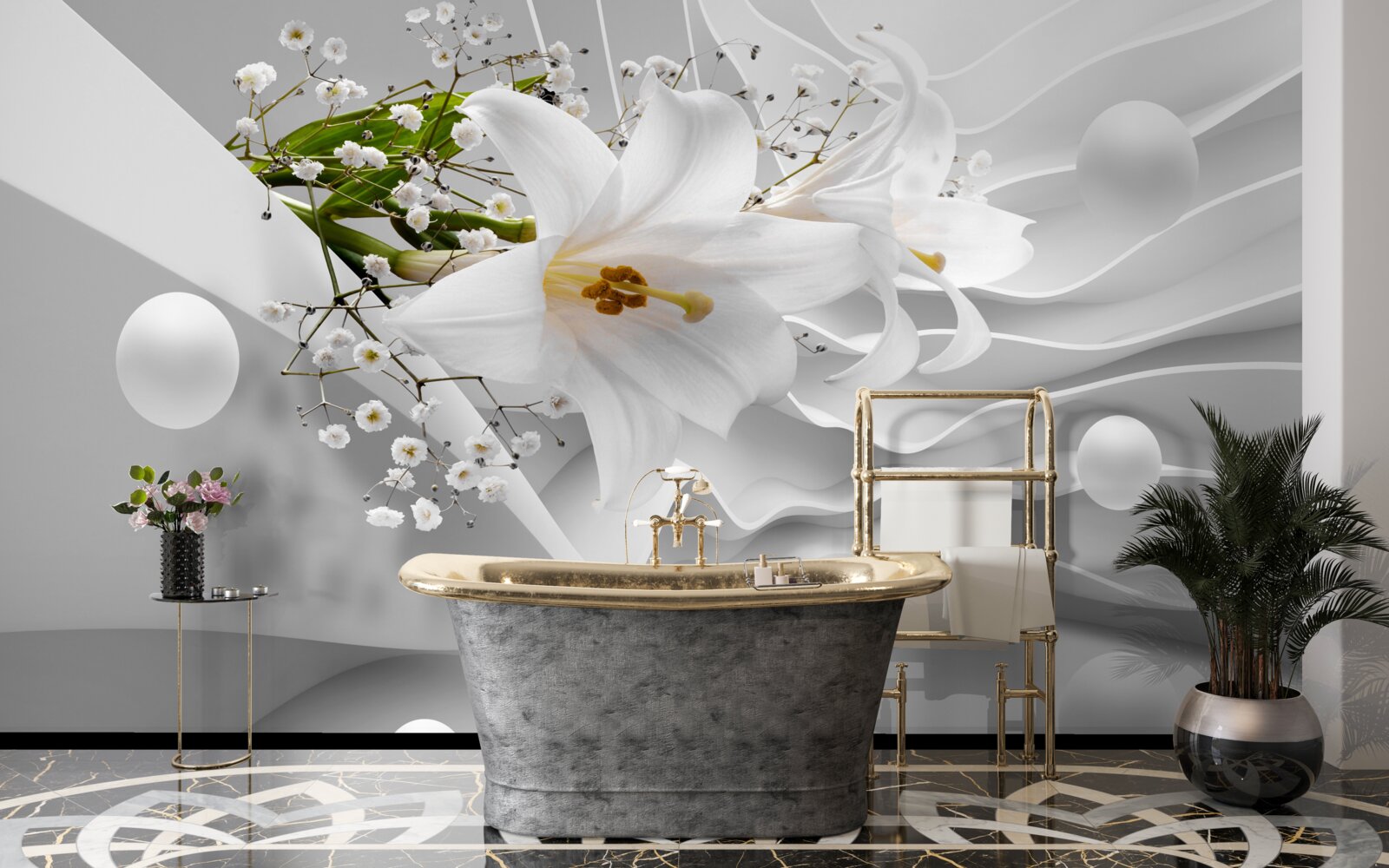 Fotobehang ruimte lelies