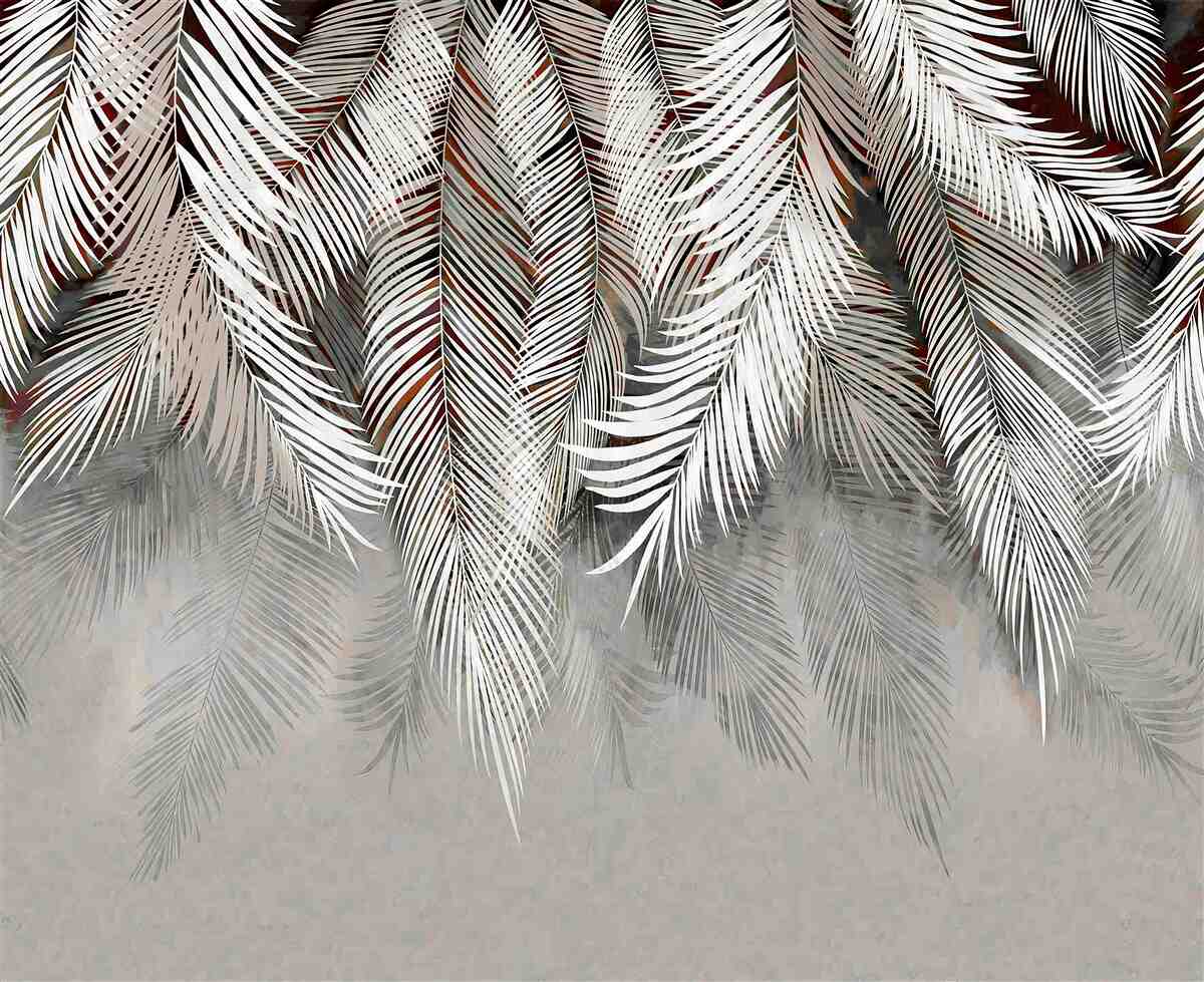 Fotobehang diepgekleurde bladeren