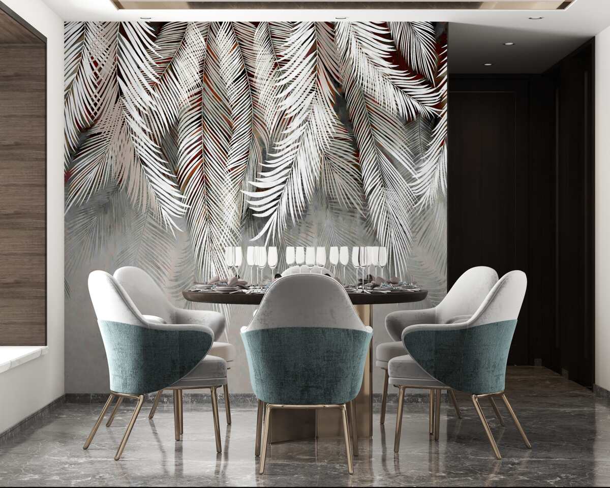 Fotobehang diepgekleurde bladeren