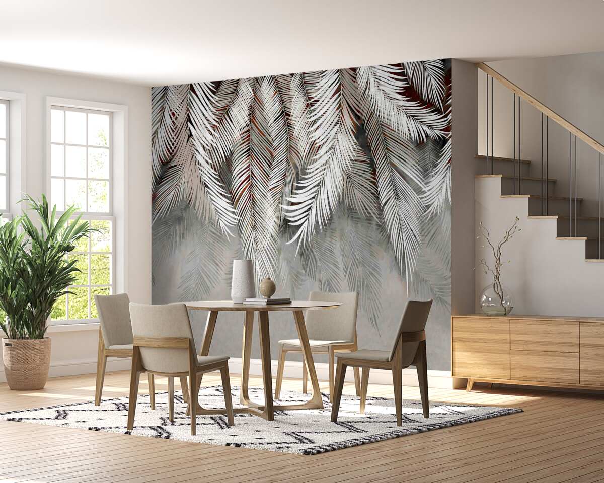 Fotobehang diepgekleurde bladeren