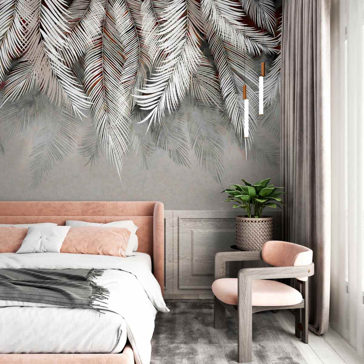 Fotobehang diepgekleurde bladeren