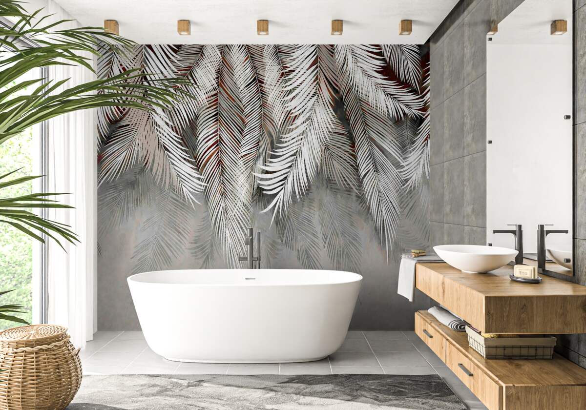 Fotobehang diepgekleurde bladeren