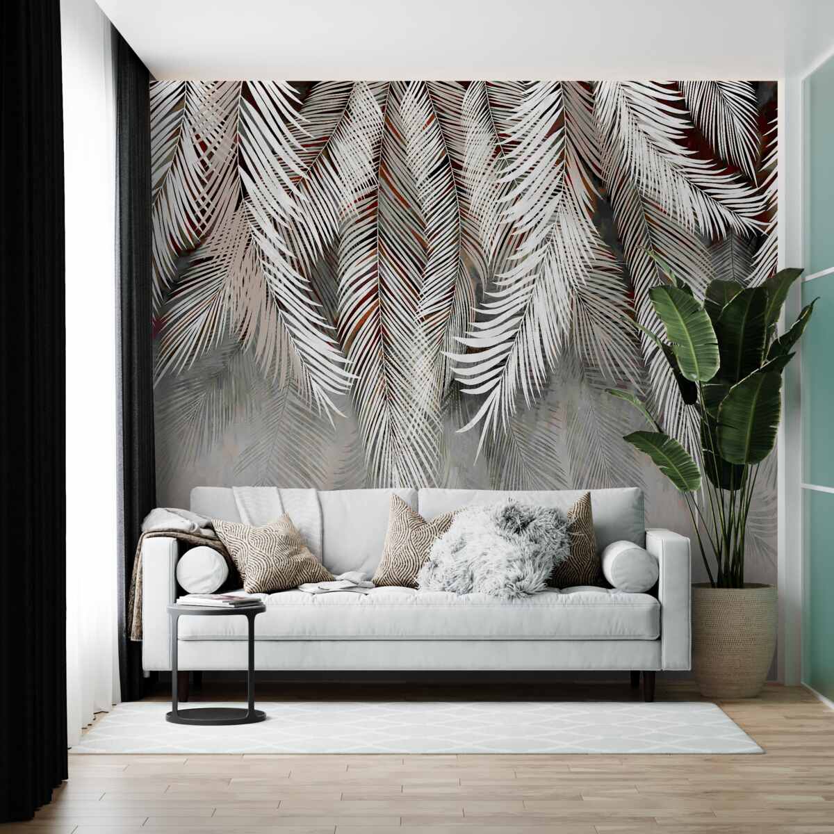 Fotobehang diepgekleurde bladeren