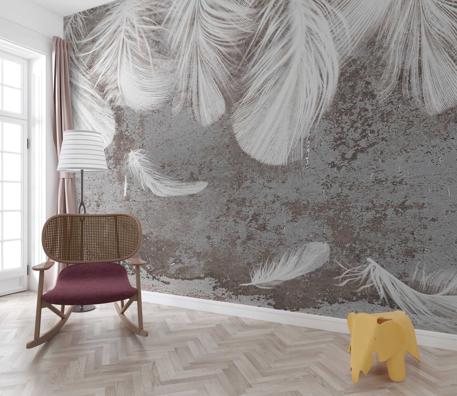 Fotobehang helderwitte veren