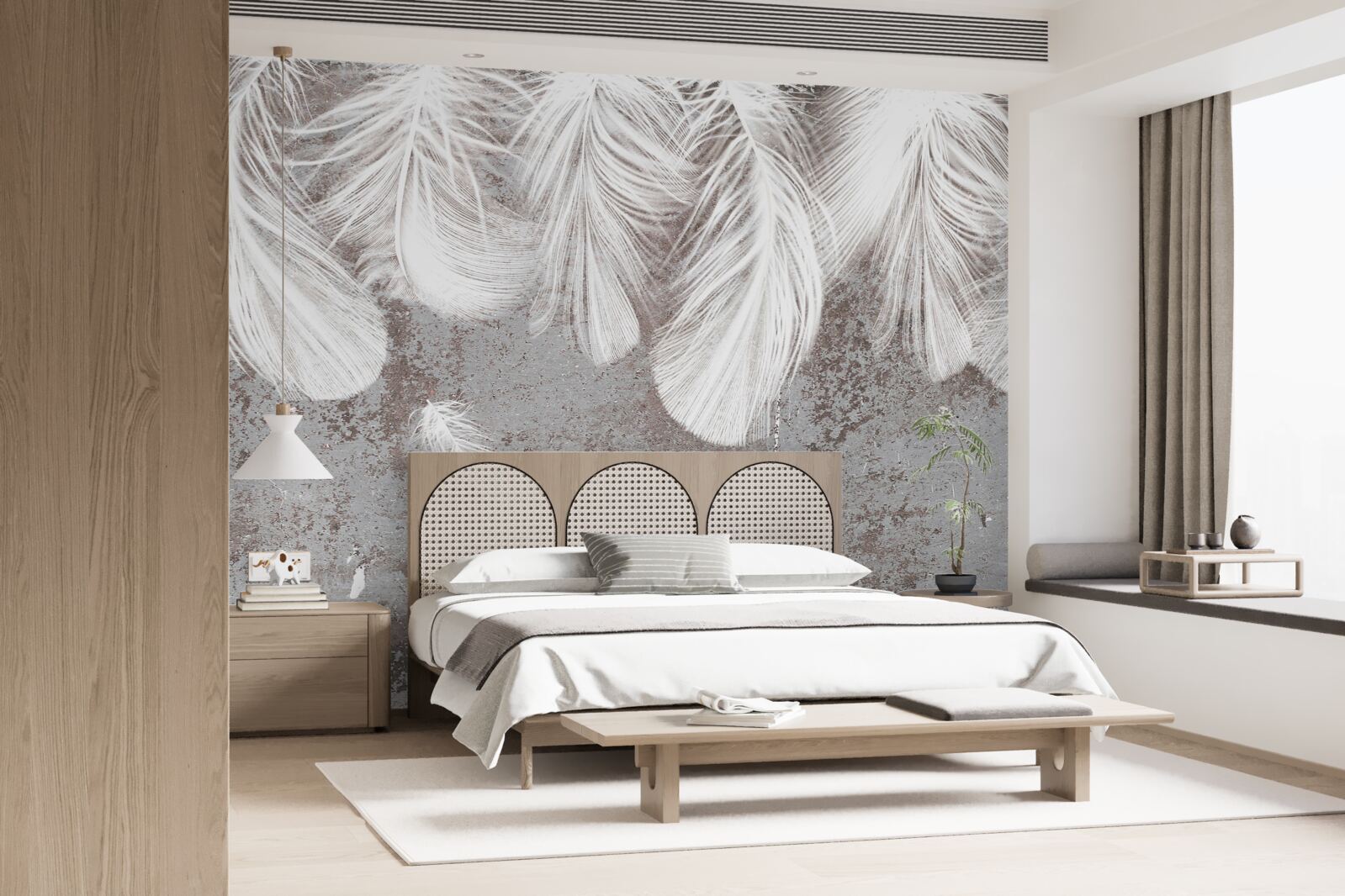 Fotobehang helderwitte veren