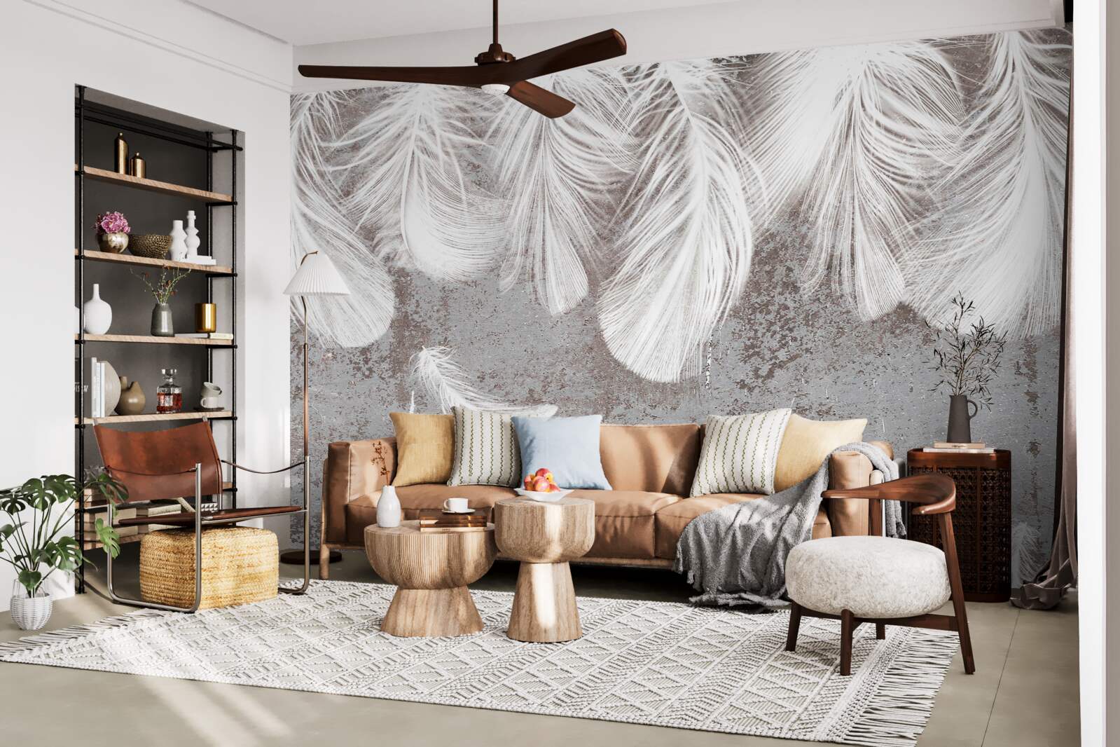 Fotobehang helderwitte veren