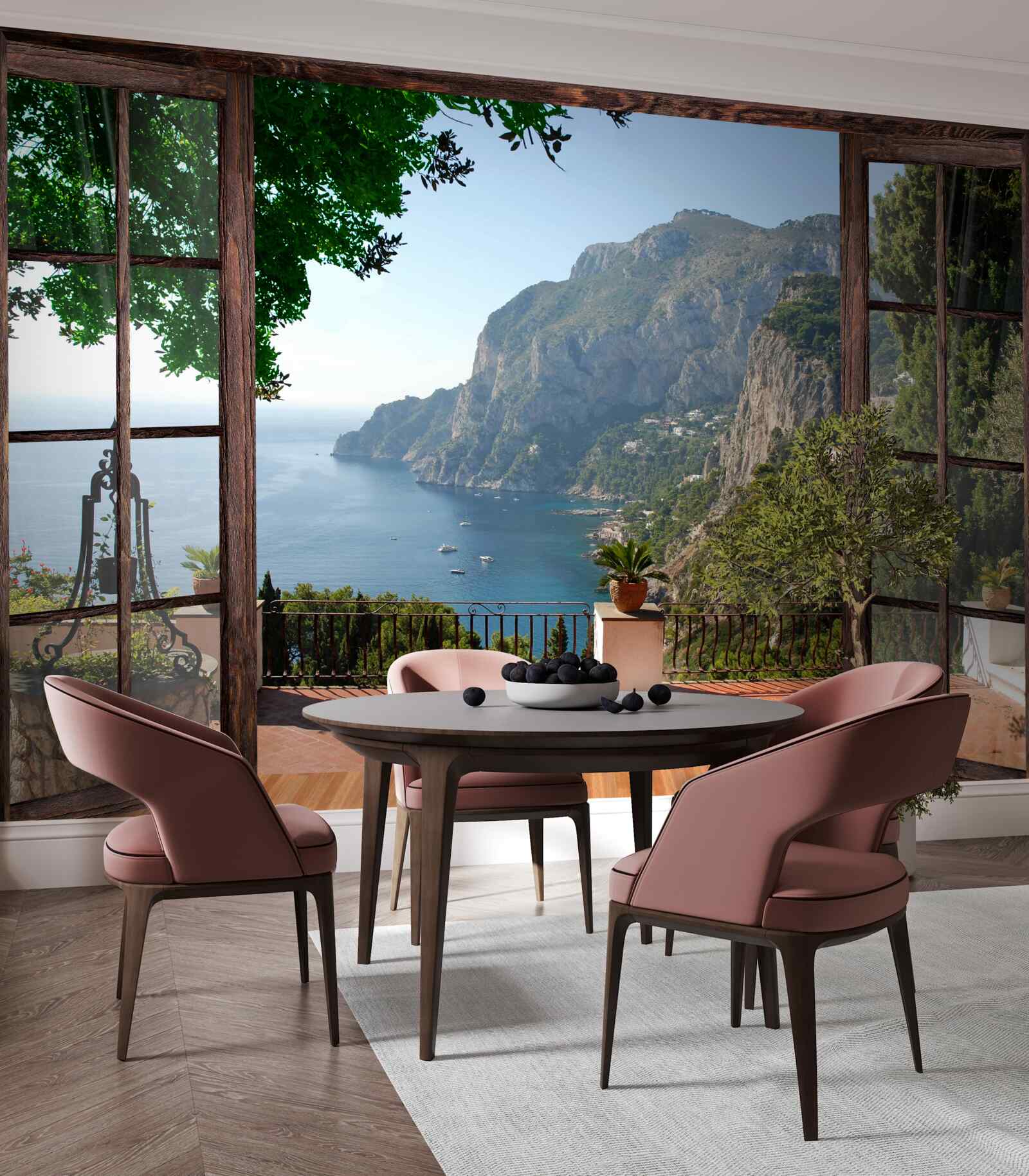 Fotobehang uitzicht op de zee en de rots