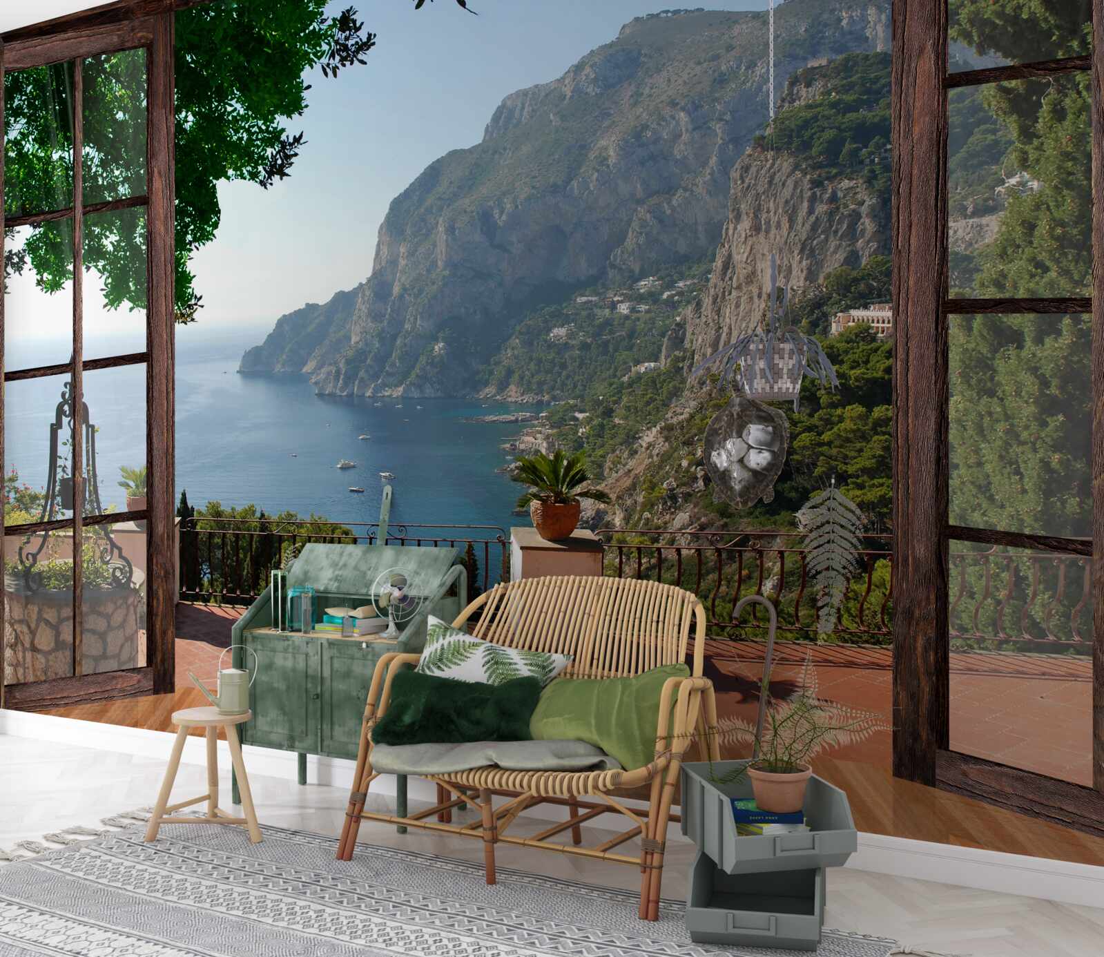 Fotobehang uitzicht op de zee en de rots