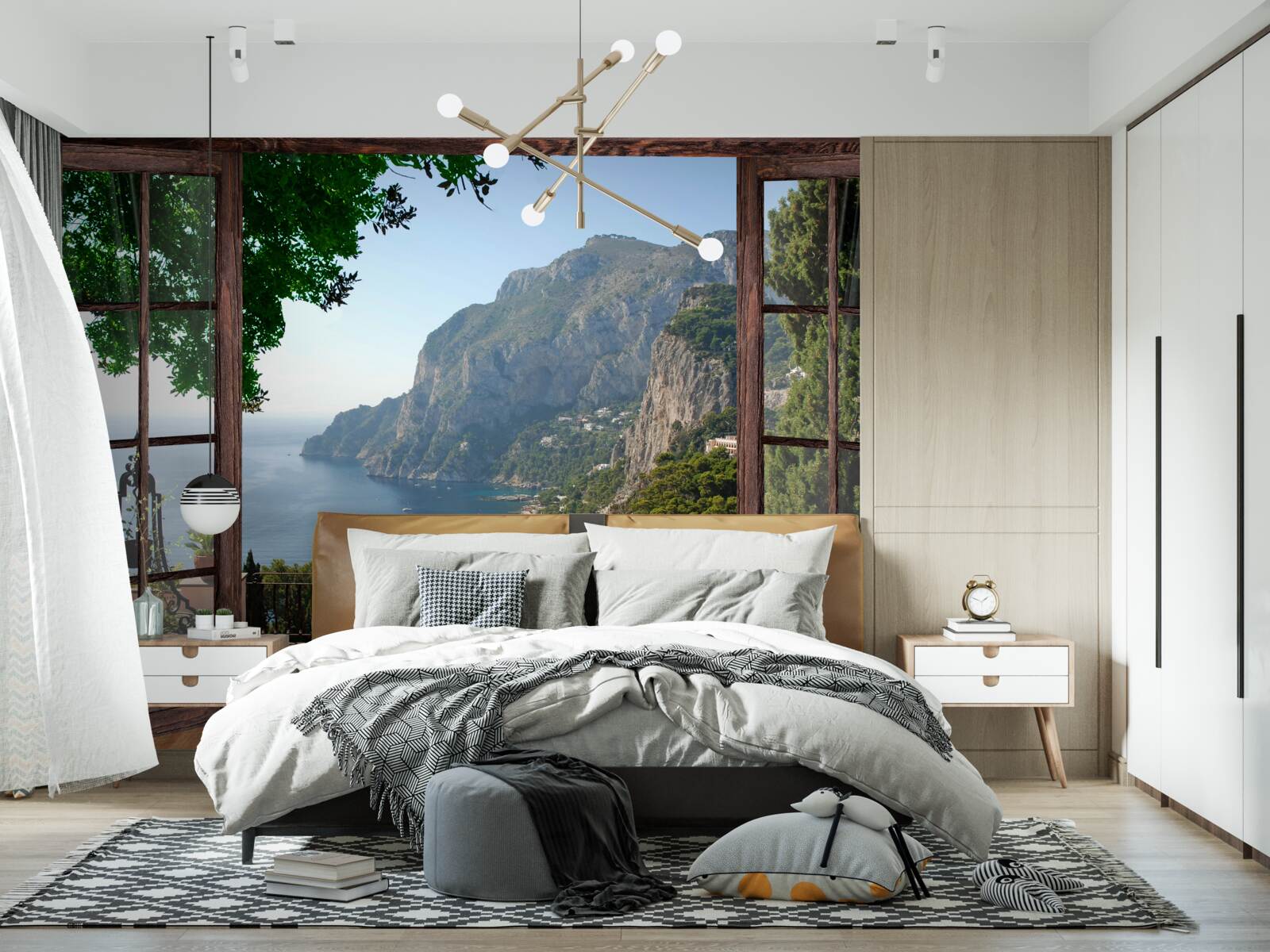 Fotobehang uitzicht op de zee en de rots