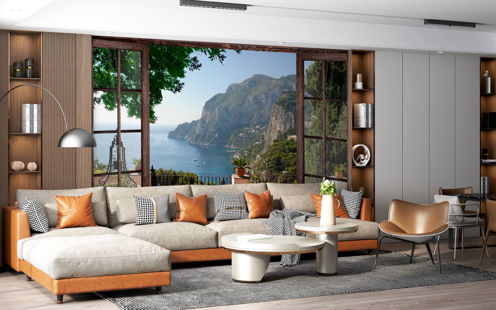 Fotobehang uitzicht op de zee en de rots