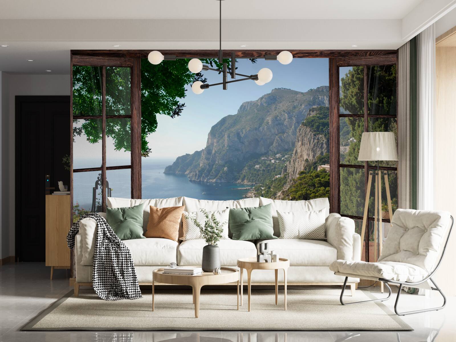 Fotobehang uitzicht op de zee en de rots