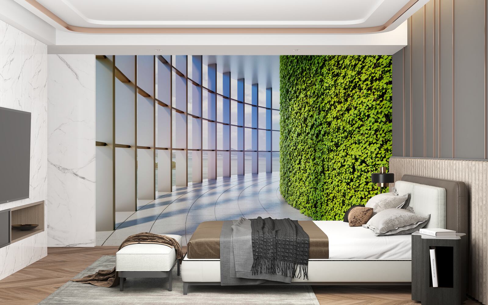 Fotobehang De muur is groen