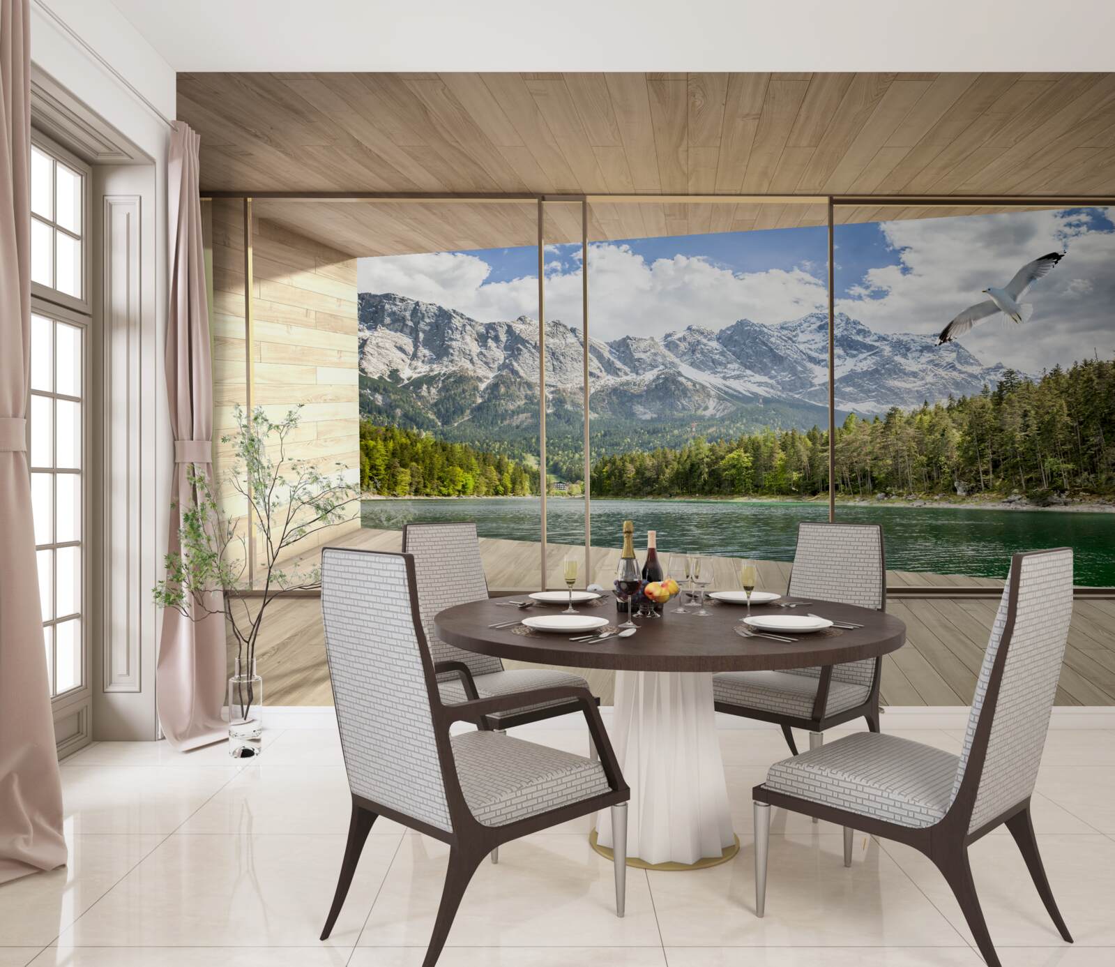 Fotobehang panorama van bergtoppen