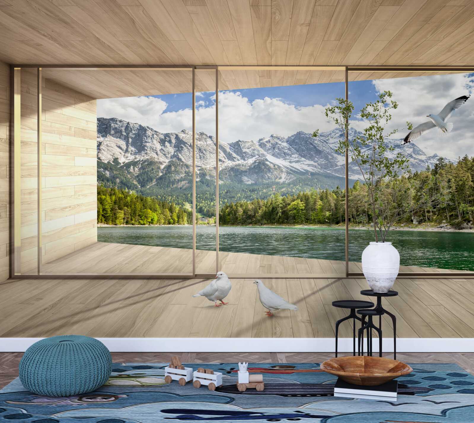 Fotobehang panorama van bergtoppen