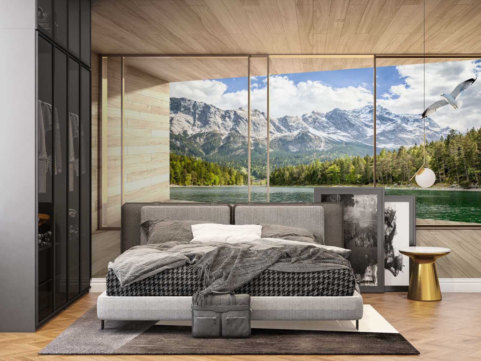 Fotobehang panorama van bergtoppen