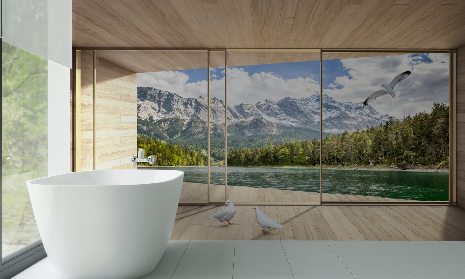 Fotobehang panorama van bergtoppen