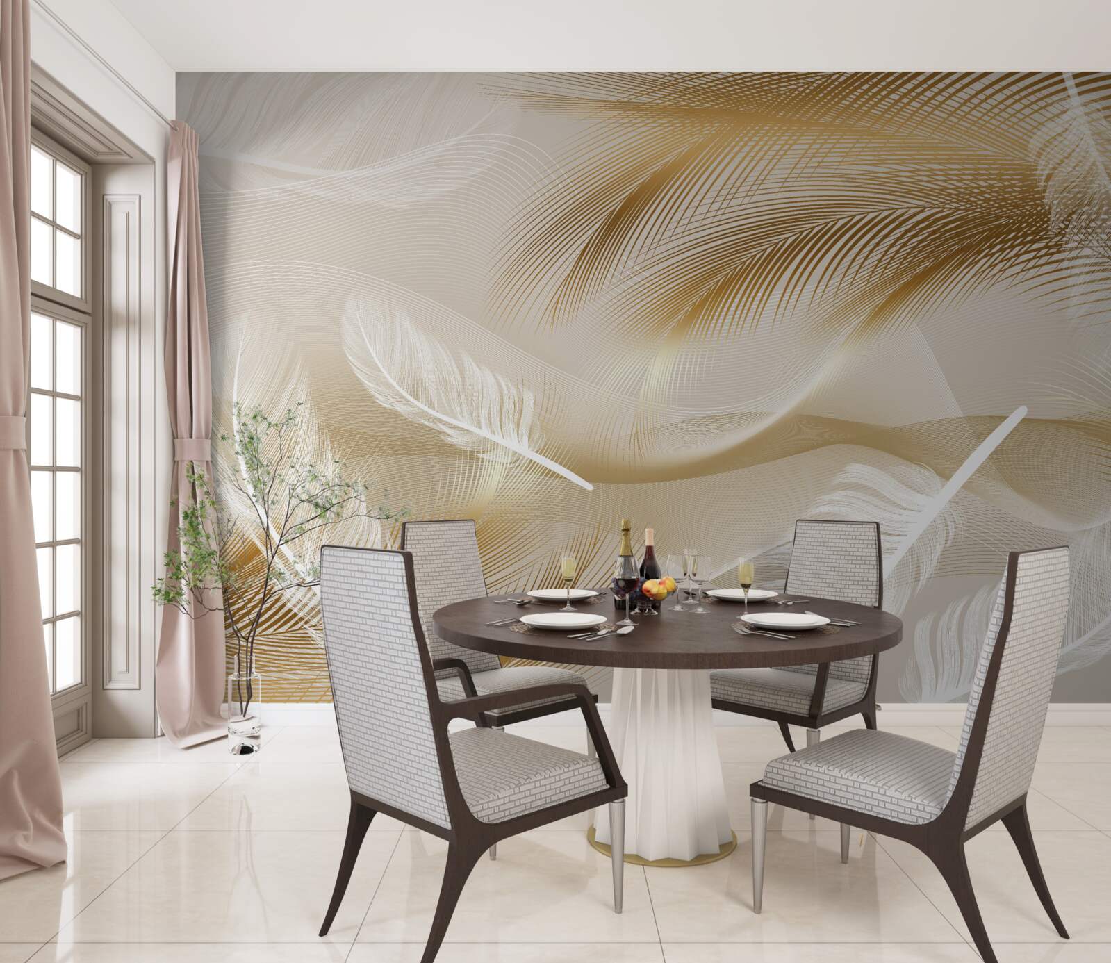 Fotobehang verguld verenkleed