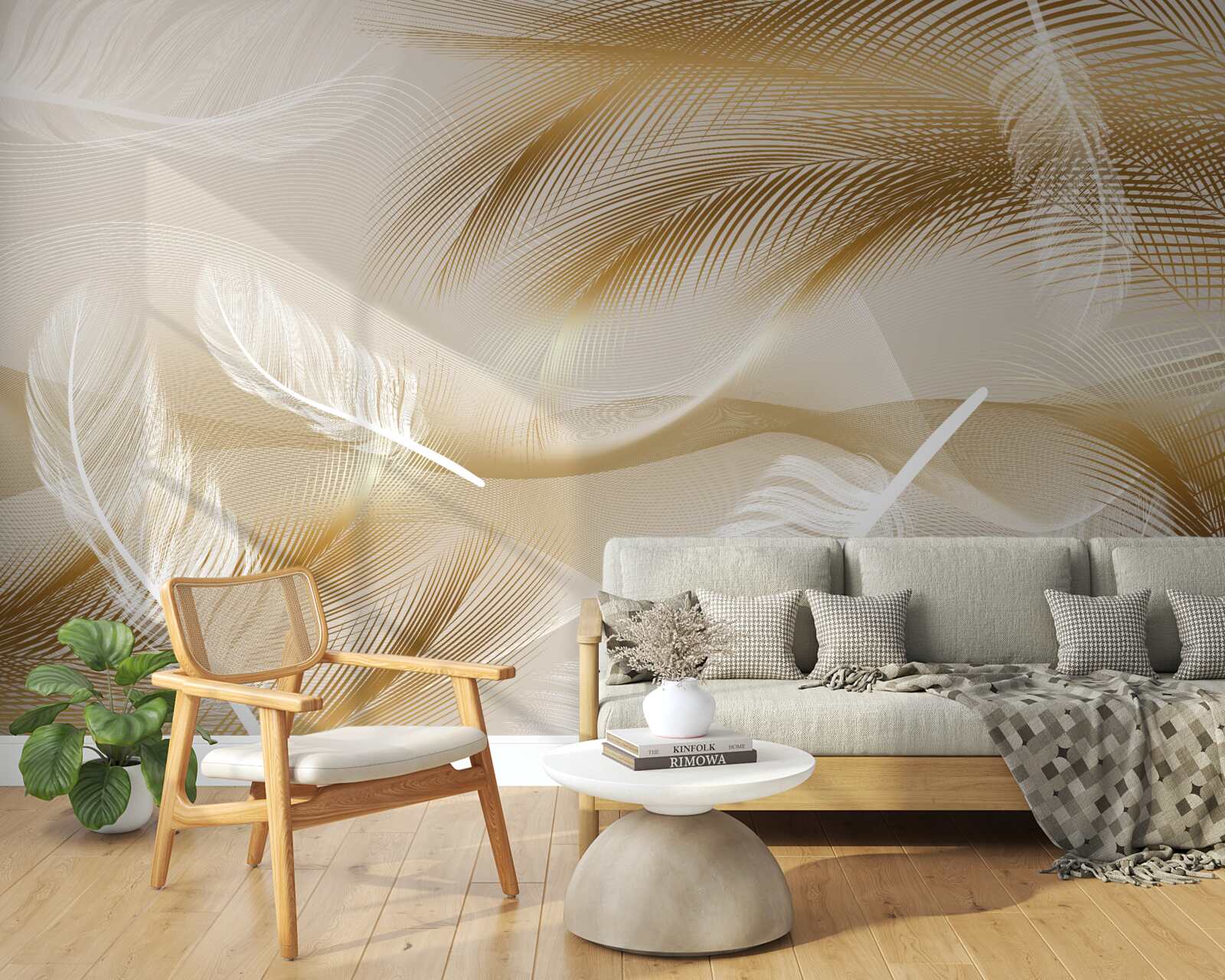 Fotobehang verguld verenkleed