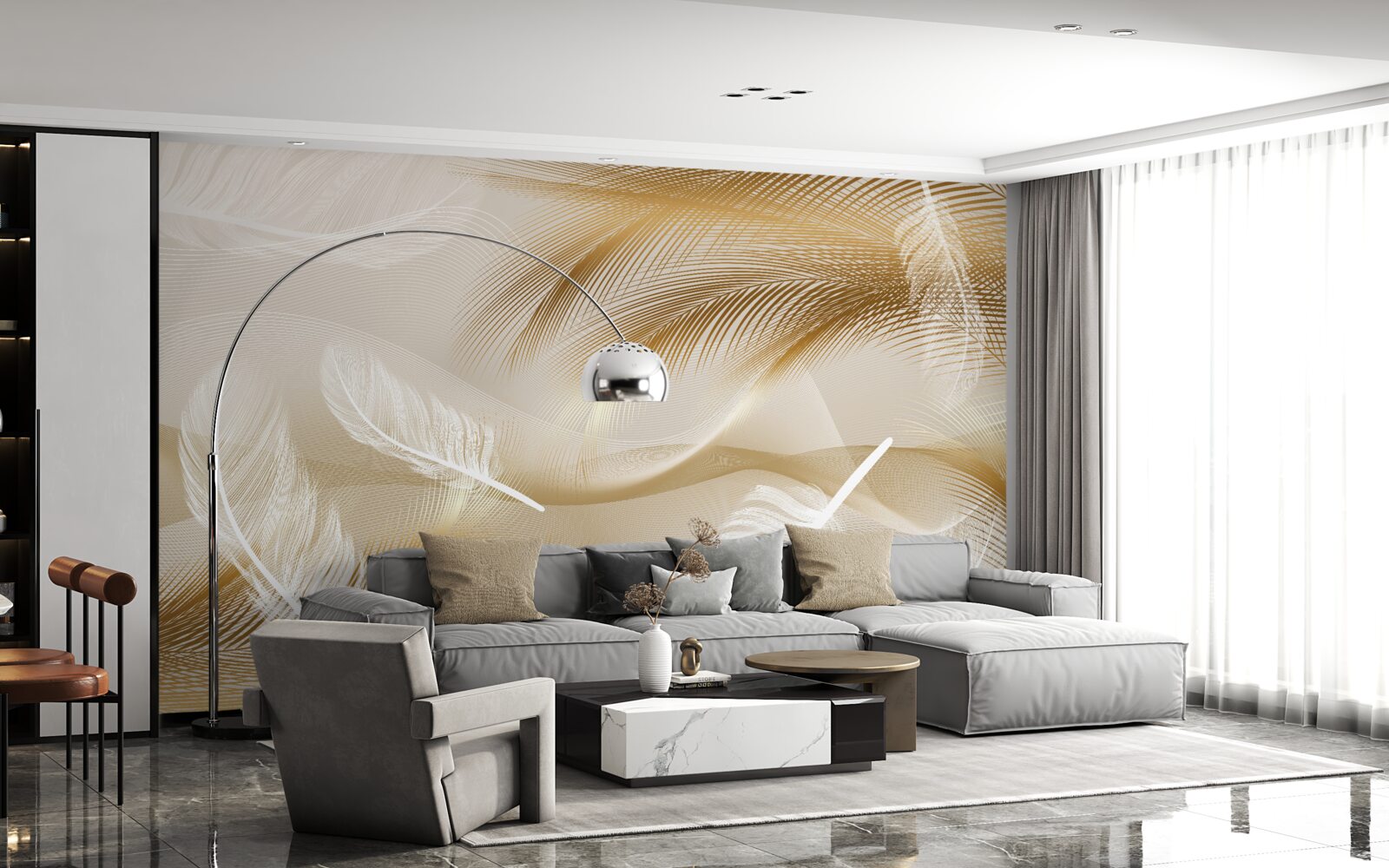 Fotobehang verguld verenkleed