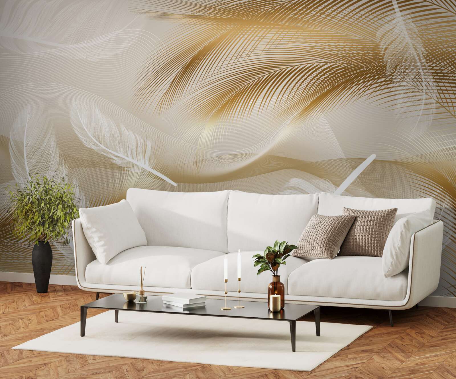 Fotobehang verguld verenkleed