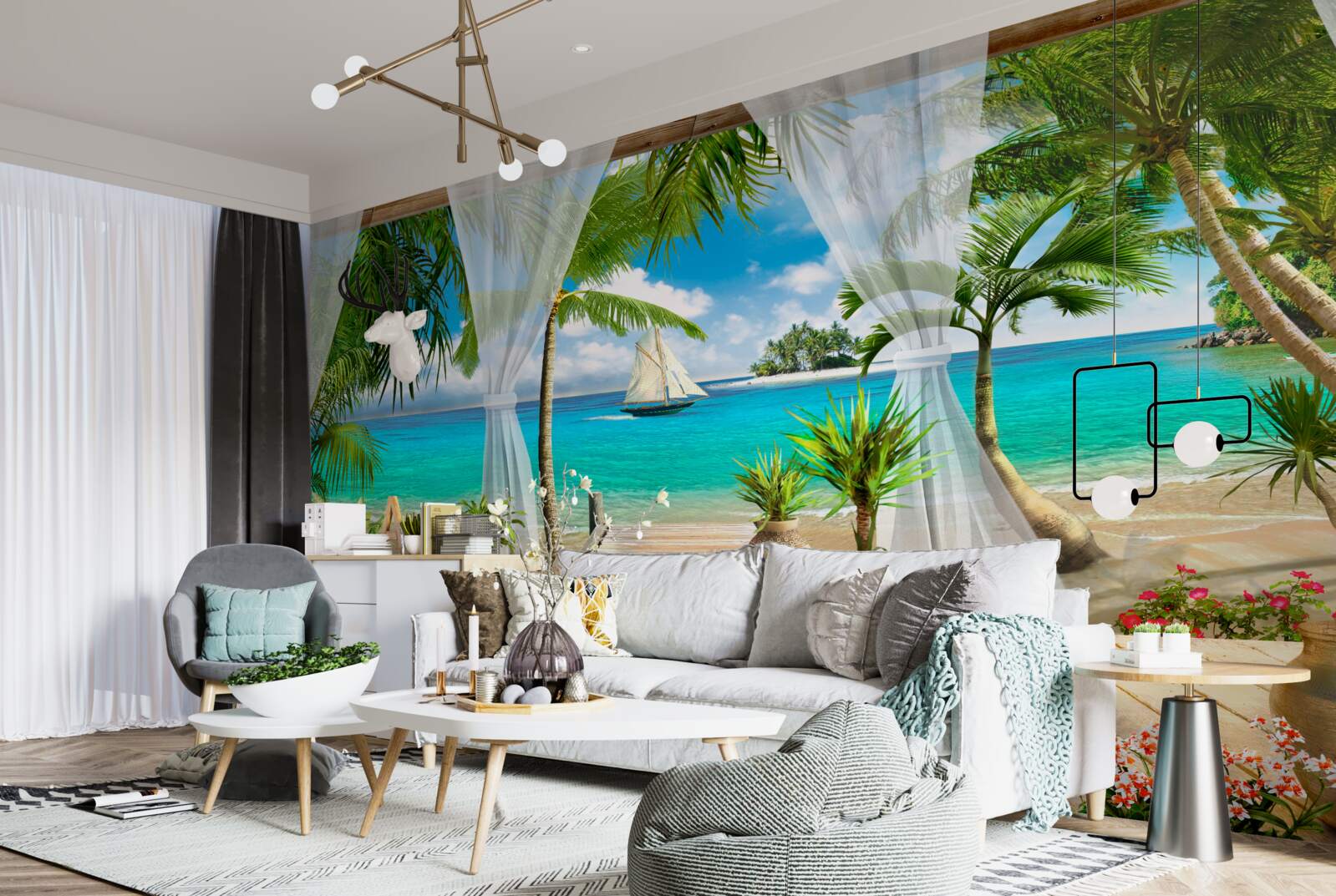 Fotobehang veranda dicht bij de oceaan