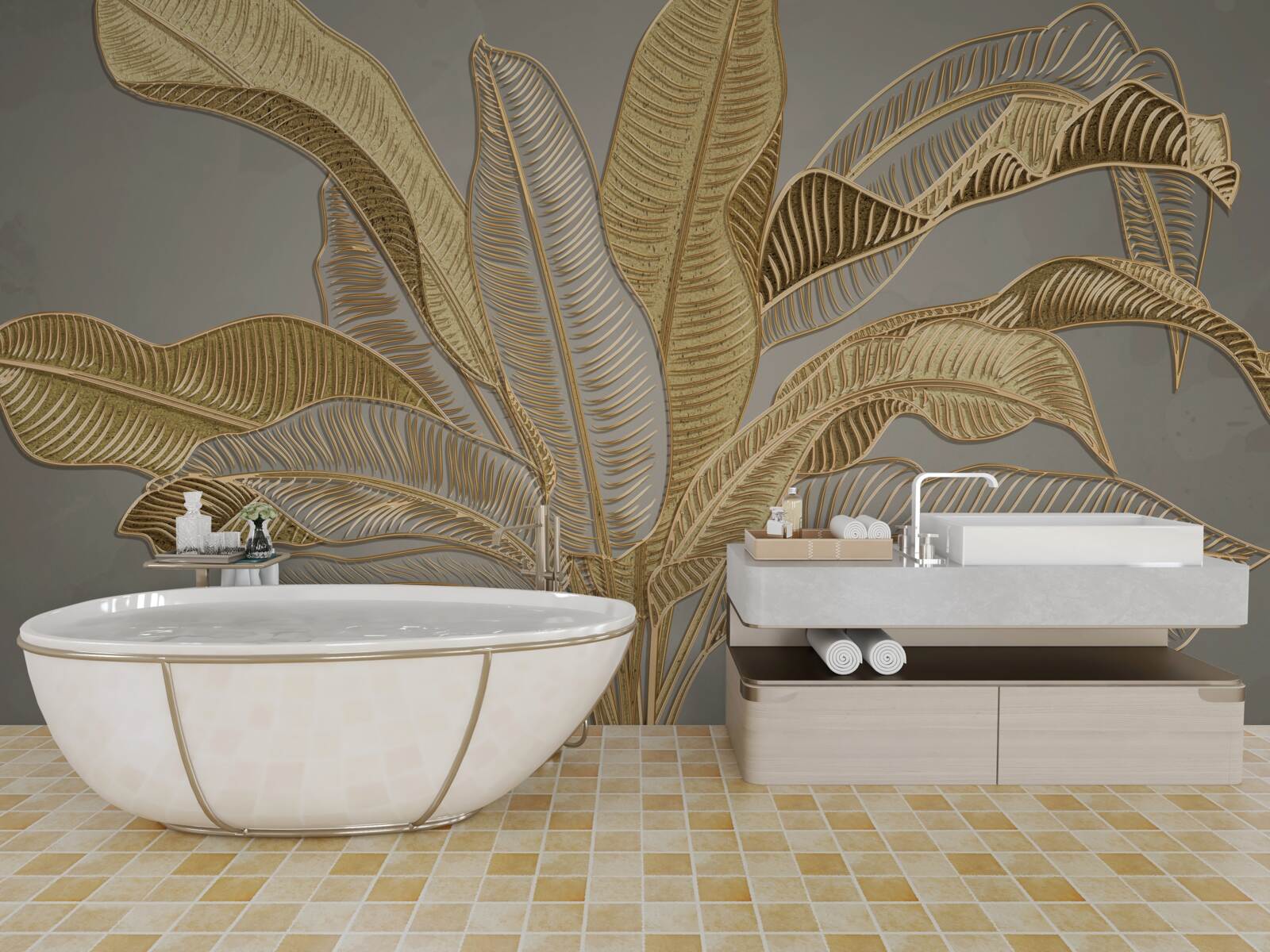 Fotobehang gouden palm