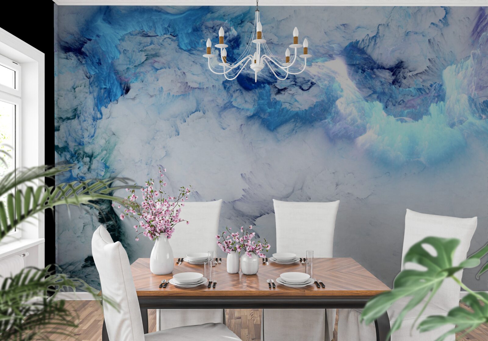 Fotobehang blauwe vloeistof