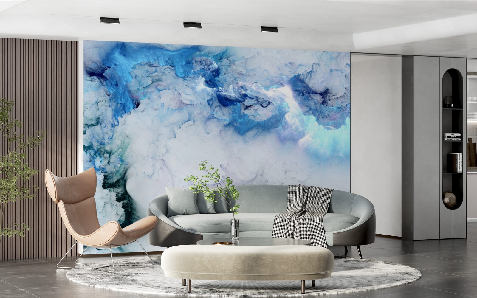 Fotobehang blauwe vloeistof