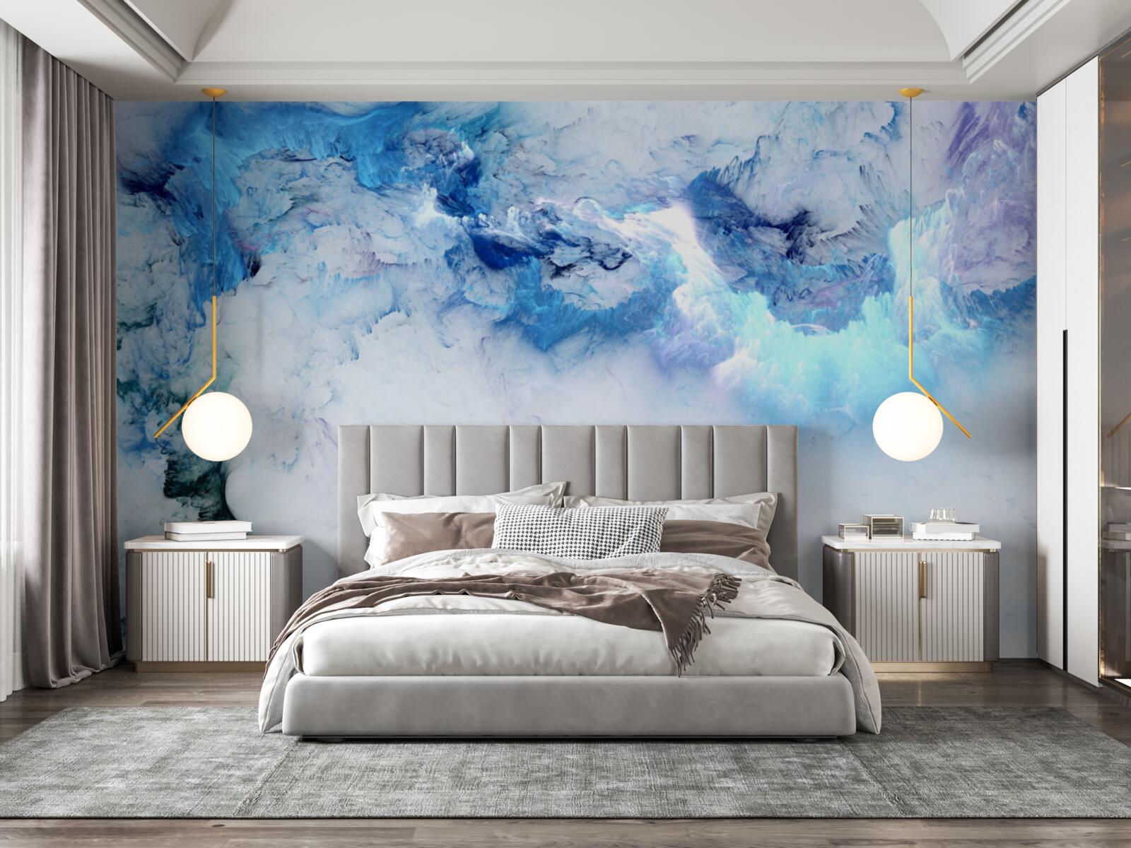 Fotobehang blauwe vloeistof