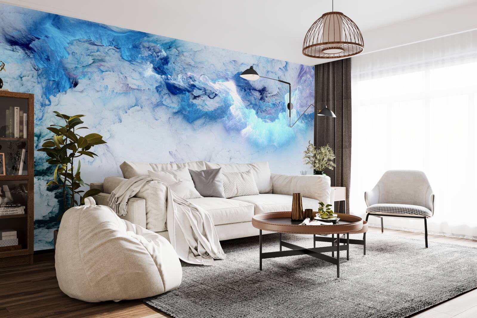 Fotobehang blauwe vloeistof