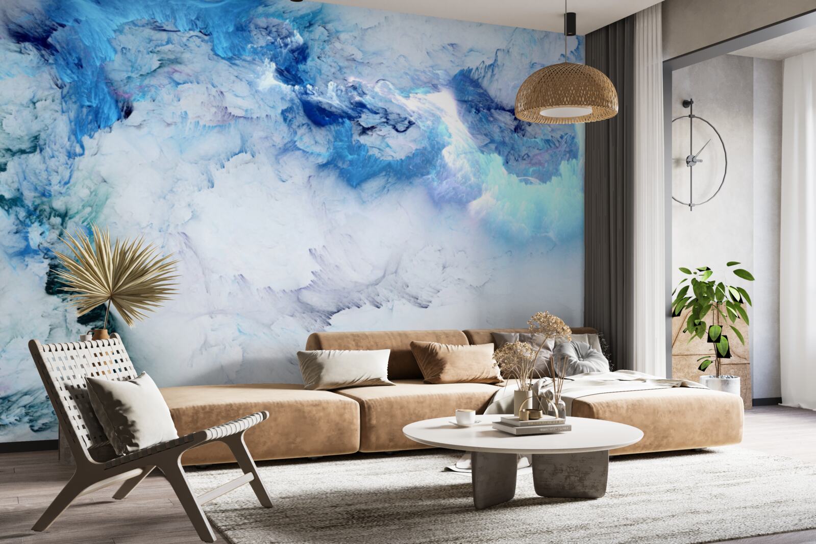 Fotobehang blauwe vloeistof