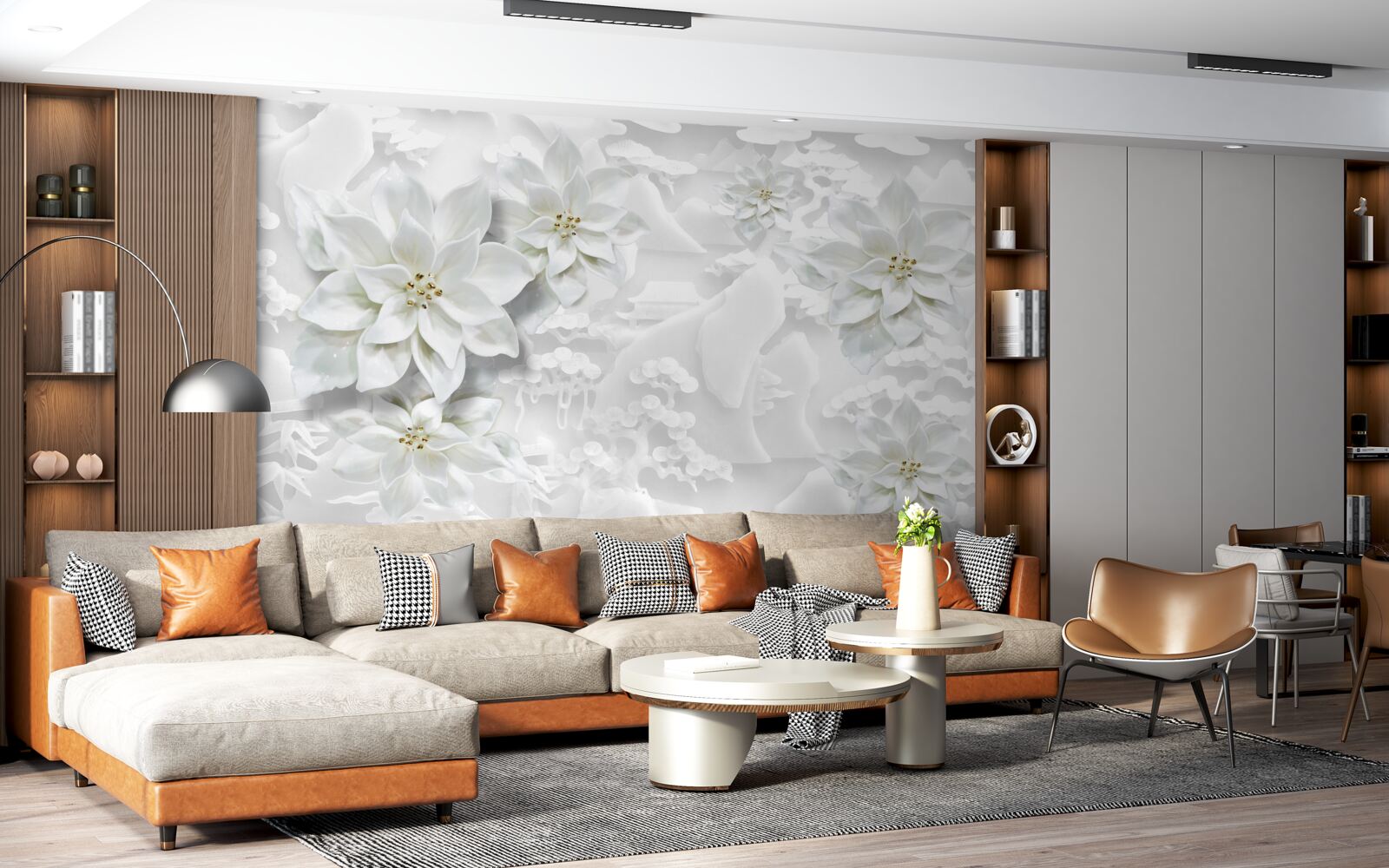 Fotobehang witte bloemen