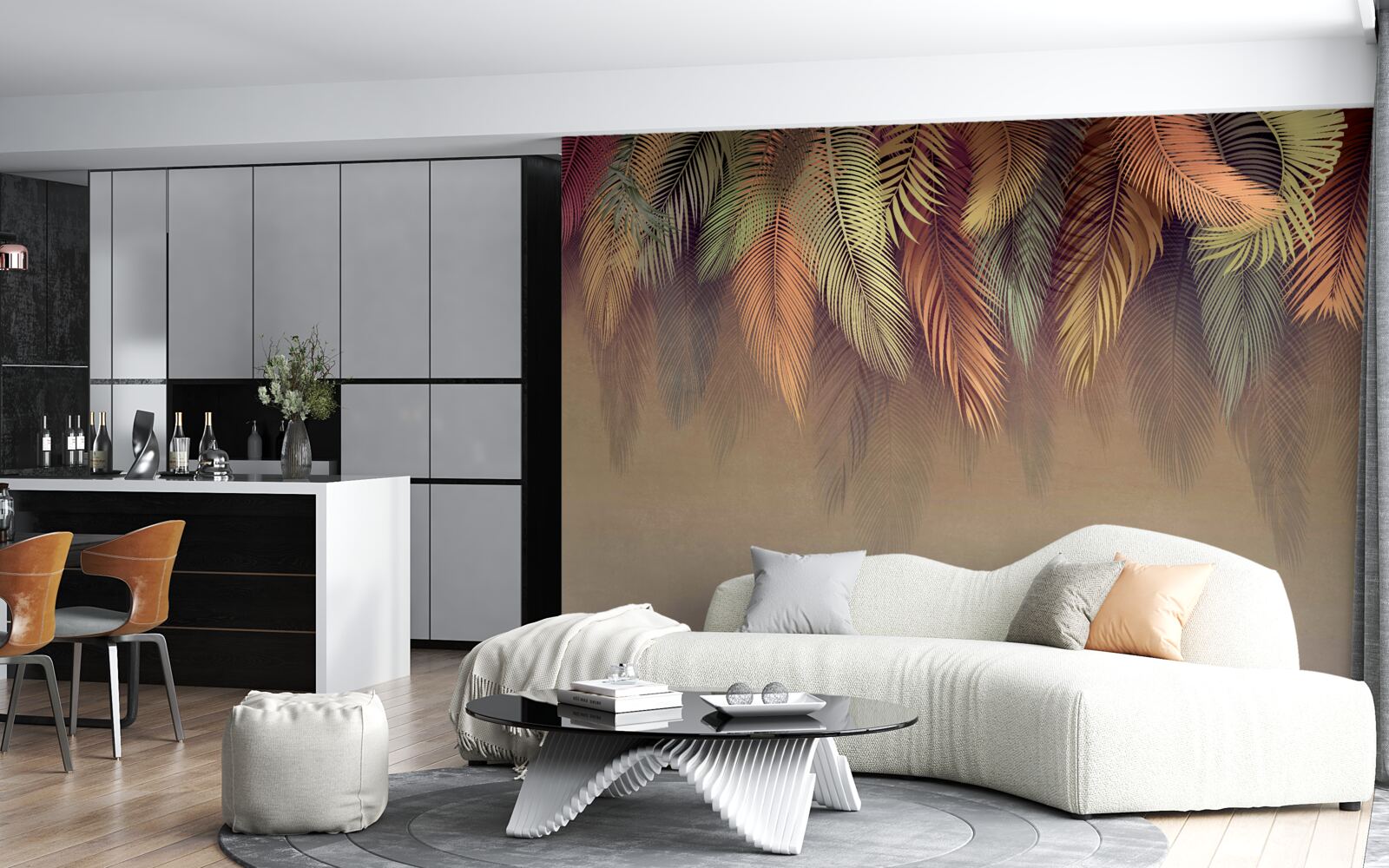 Fotobehang behang gebonden met roze veer