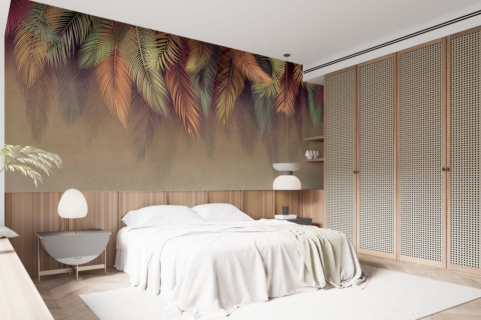 Fotobehang behang gebonden met roze veer