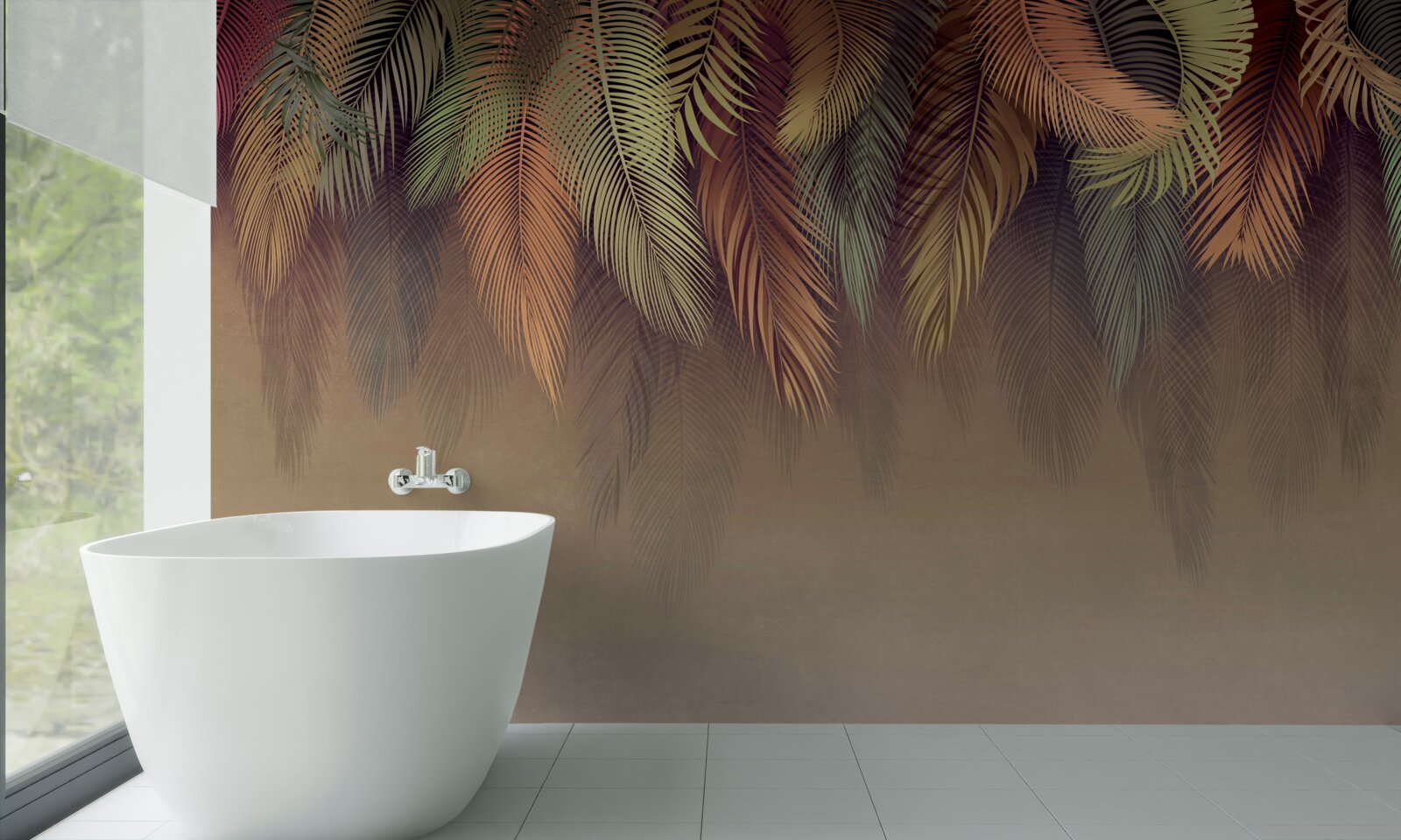 Fotobehang behang gebonden met roze veer