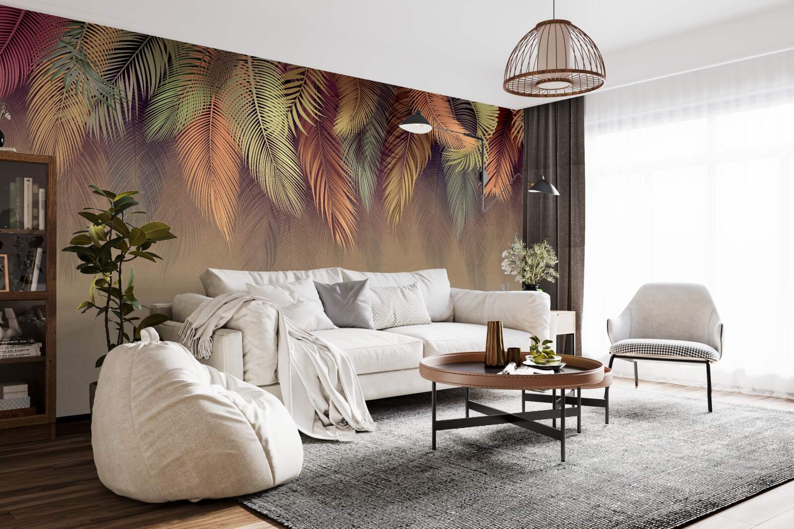 Fotobehang behang gebonden met roze veer