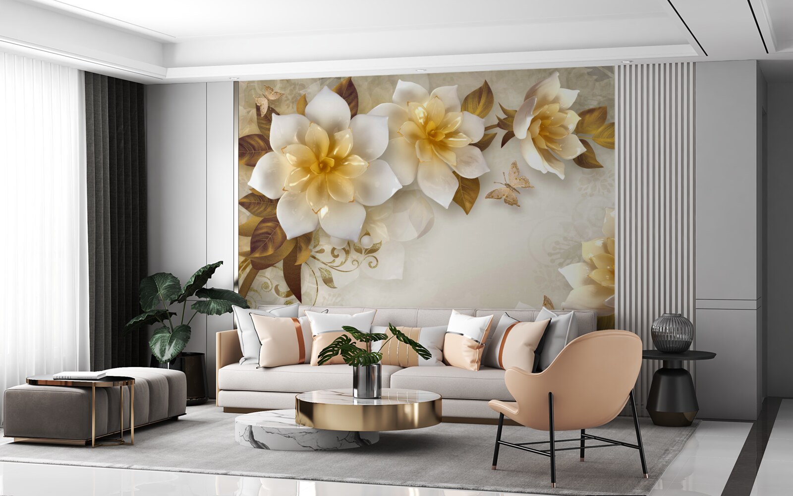 Fotobehang porseleinen bloemen