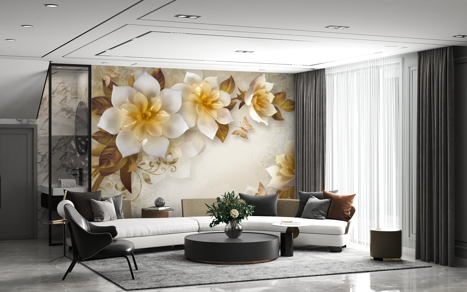 Fotobehang porseleinen bloemen