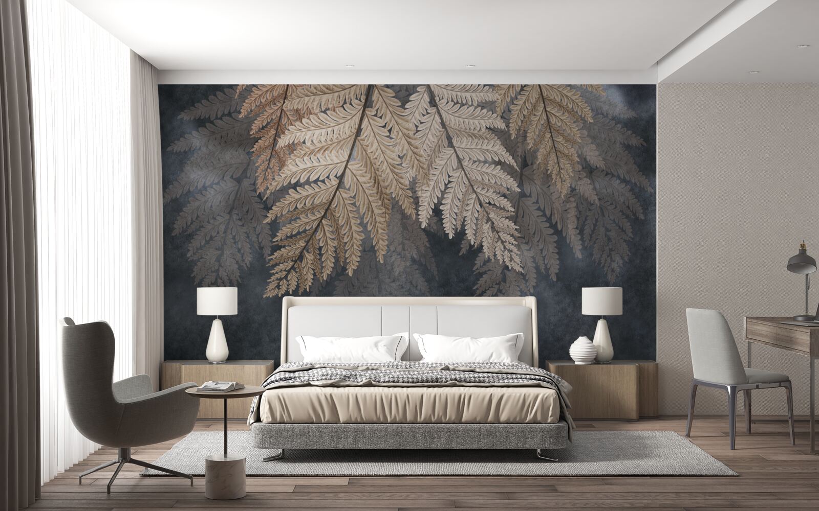 Fotobehang varenbladeren