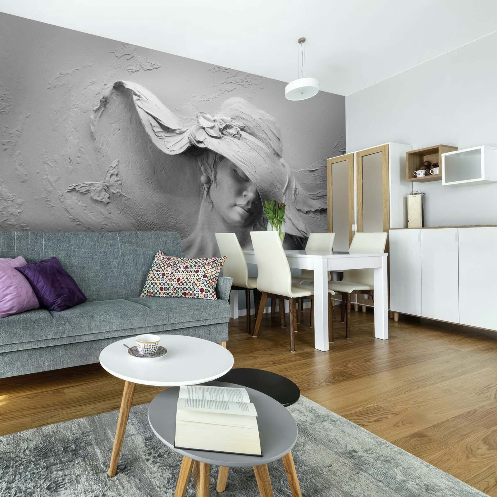 Fotobehang dame met hoofddeksel