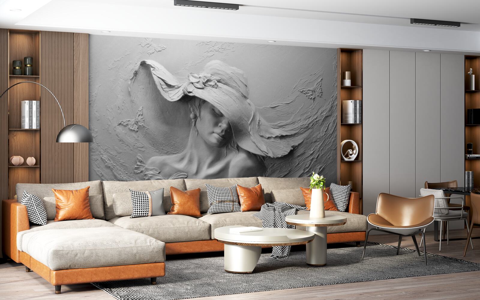 Fotobehang dame met hoofddeksel