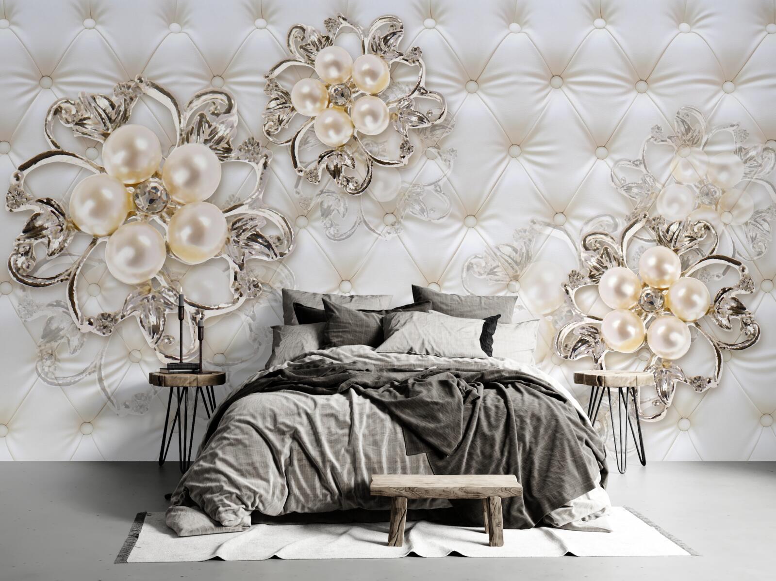 Fotobehang bekleding met bloemmotief