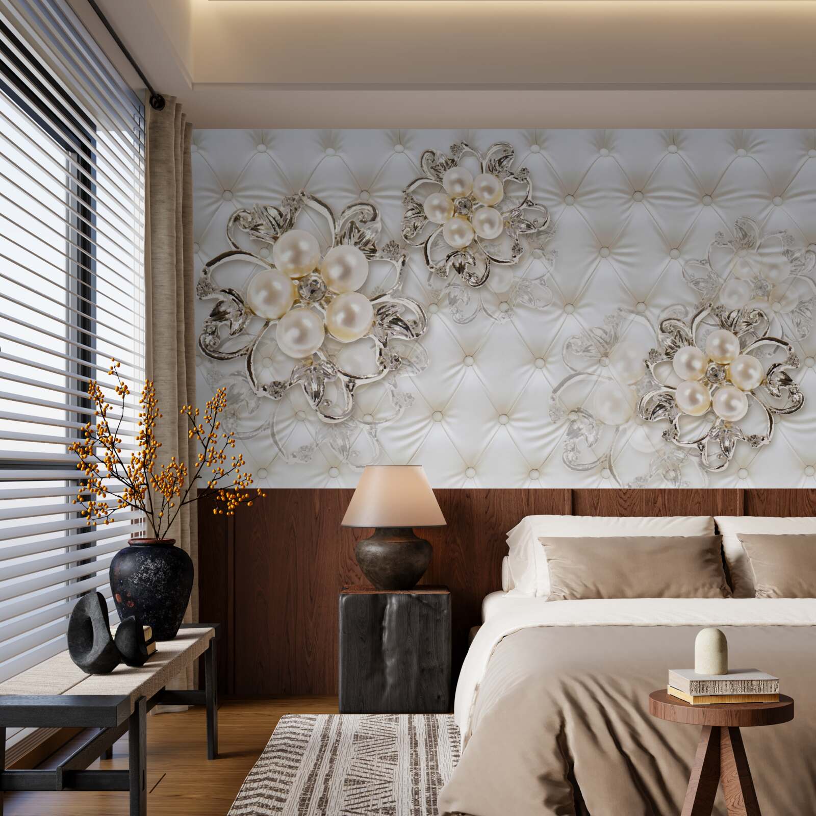 Fotobehang bekleding met bloemmotief