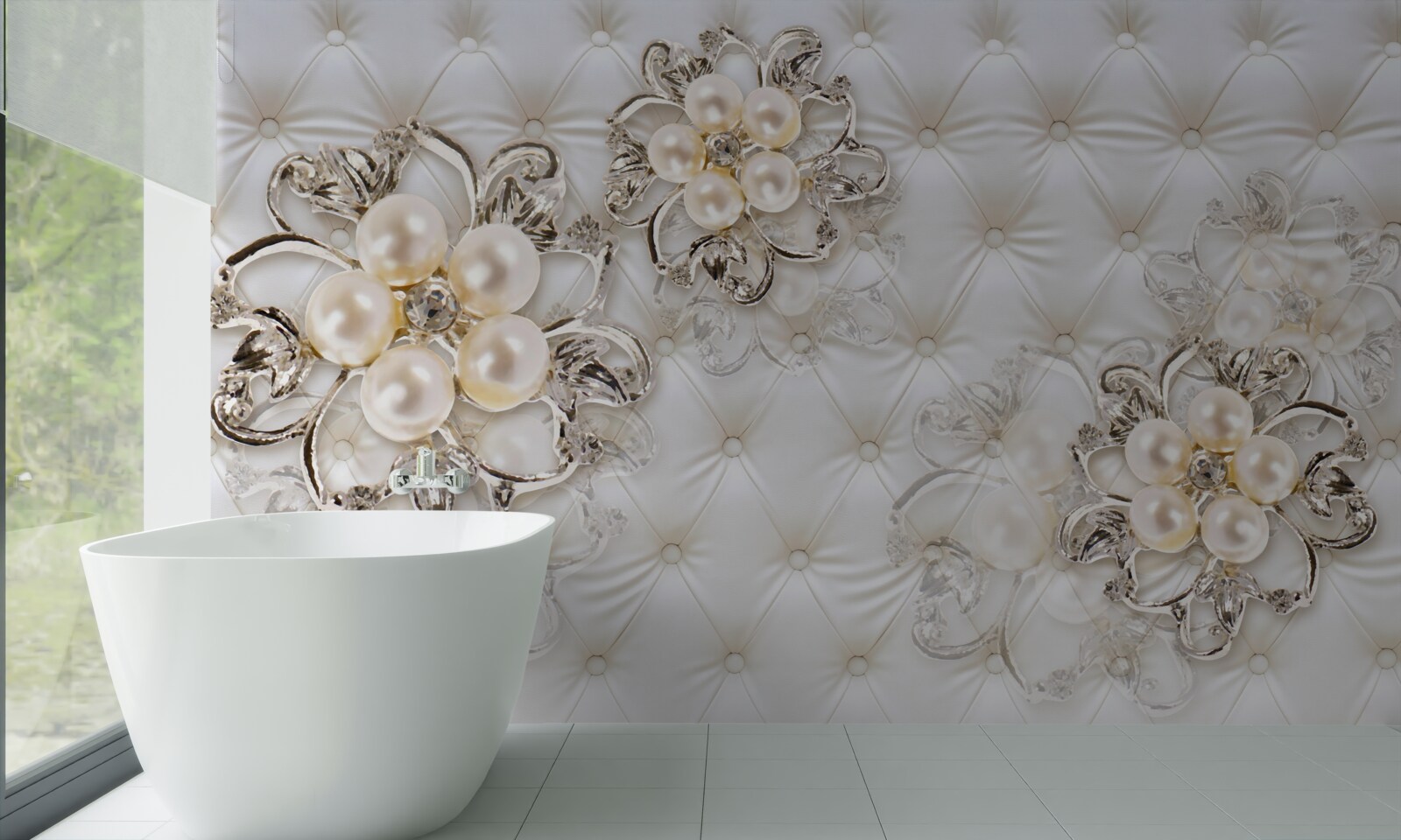 Fotobehang bekleding met bloemmotief