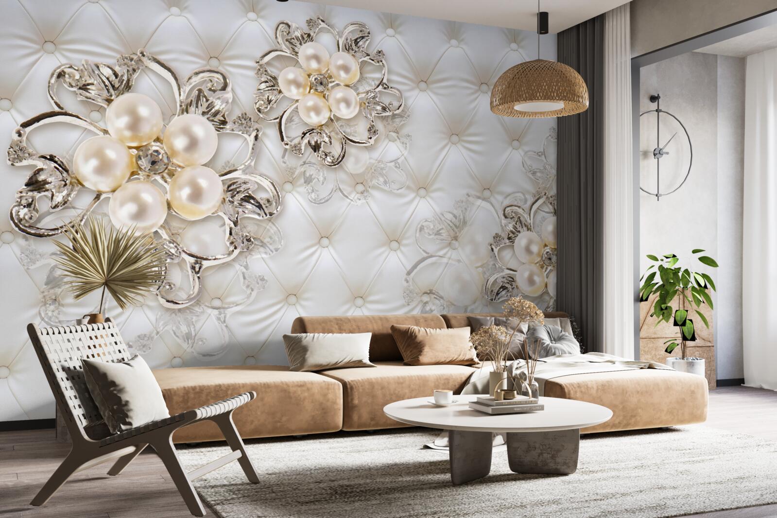 Fotobehang bekleding met bloemmotief