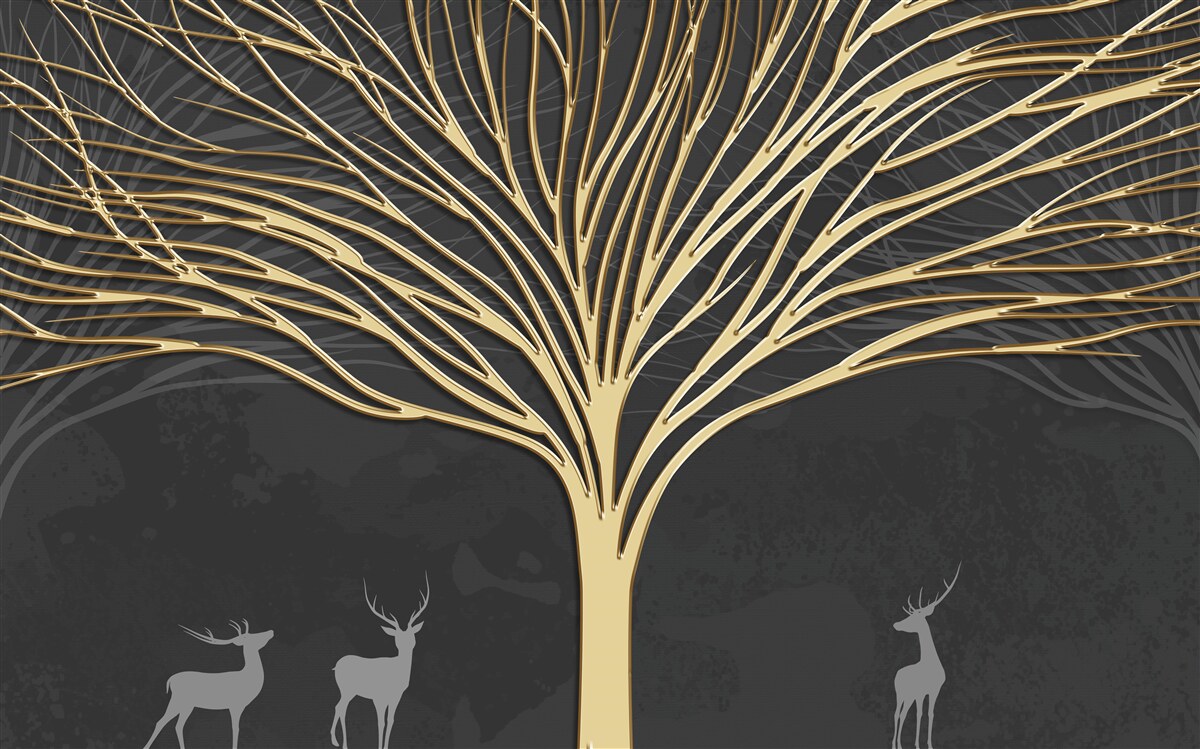 Fotobehang abstracte boom van goud